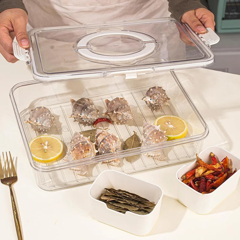 Bandeja para servir dividida de 8 rejillas, caja de almacenamiento portátil para cocina, caja separadora de condimentos de subformato, caja de comida para aperitivos y frutas para mantenimiento fresco